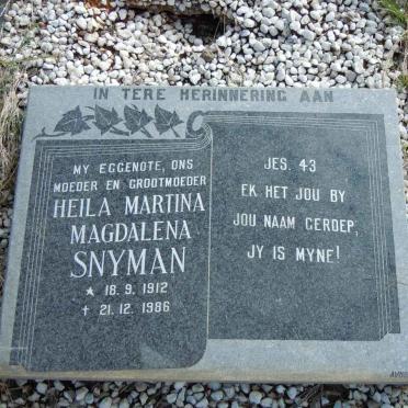 SNYMAN Heila Martina Magdalena 1912-1986