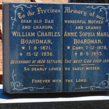 BOARDMAN William Charles 1871-1936 &amp; Annie Sophia Maria CORY 1878-1953