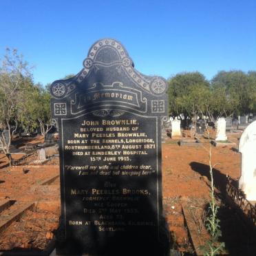 BROWNLIE John 1871-1915 &amp; BROOKS Mary Peebles formerly BROWNLIE nee COOPER -1955