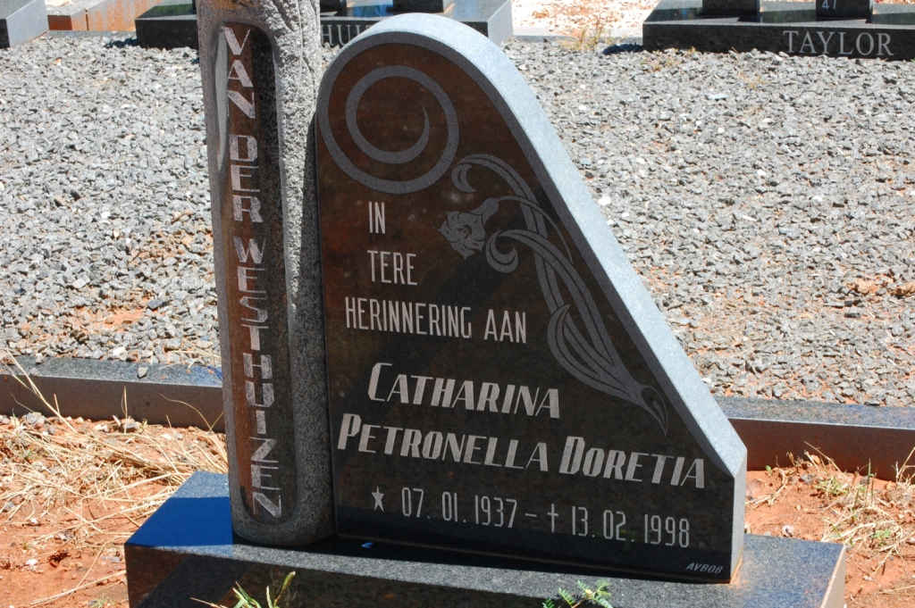 WESTHUIZEN Catharina Petronella Doretia, van der 1937-1998