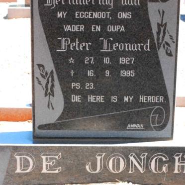 JONGH Peter Leonard, de 1927-1995