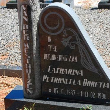 WESTHUIZEN Catharina Petronella Doretia, van der 1937-1998