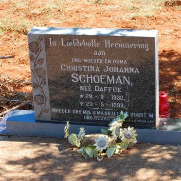SCHOEMAN Christina Johanna nee DAFFUE 1932-1999