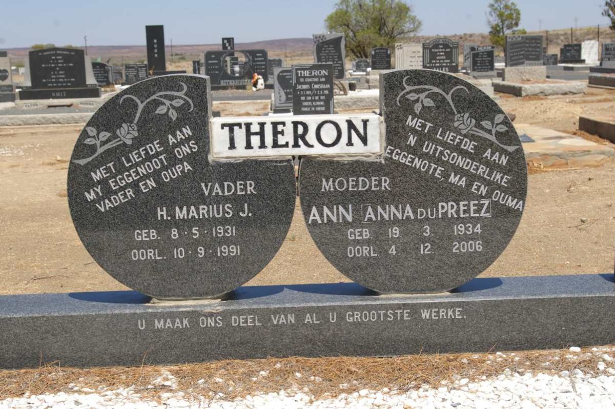 THERON H. Marius J. 1931-1991 &amp; Anna DU PREEZ 1934-2006