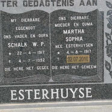 ESTERHUYSE Schalk W.P. 1917-1992 &amp; Martha Sophia ESTERHUYSEN 1917-2010
