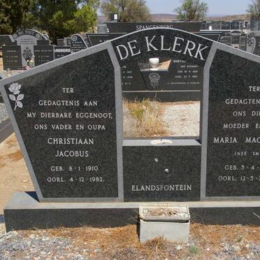KLERK Christiaan Jacobus, de 1910-1982 &amp; Maria Magdalena SMIT 1921-2000