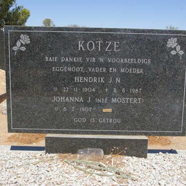 KOTZE Hendrik J.N. 1904-1987 &amp; Johanna J. MOSTERT 1907-1991