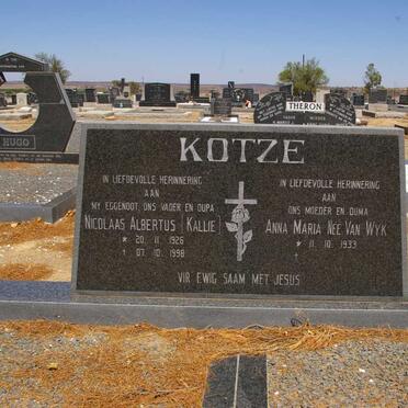 KOTZE Nicolaas Albertus 1926-1998 &amp; Anna Maria VAN WYK 1933-