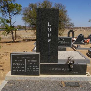 LOUW Hendrik W.C. 1886-1972 &amp; Willie VAN DER MERWE 1888-1973 :: SWANEPOEL Welmie 1947-1985