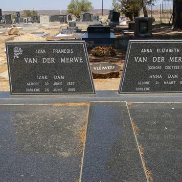 MERWE Izak Francois, van der 1937-1995 &amp; Anna Elizabeth COETZEE 1938-