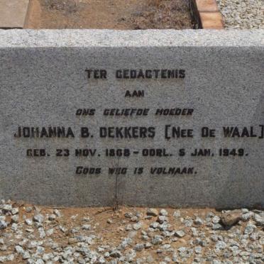 DEKKERS Johanna B., nee DE WAAL 1868-1949