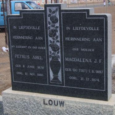 LOUW Petrus Abel 1879-1960 &amp; Magdalena J.F. DU TOIT 1897-1974