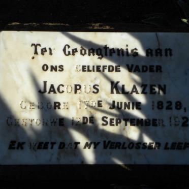 KLAZEN Jacobus 1828-1927