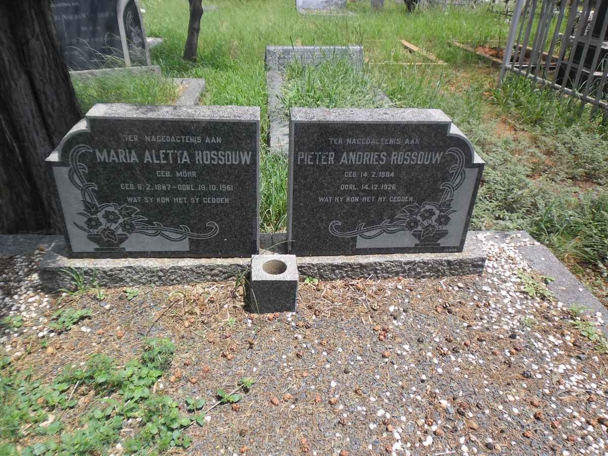 ROSSOUW Pieter Andries 1884-1926 &amp; Maria Aletta MÖHR 1887-1961