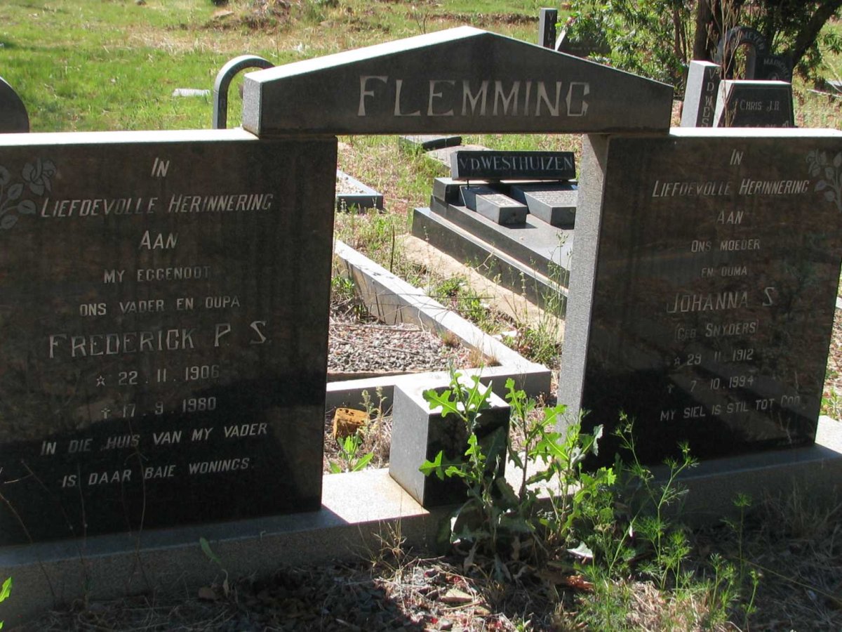 FLEMMING Frederick P.S. 1906-1980 &amp; Johanna S. SNYDERS 1912-1994