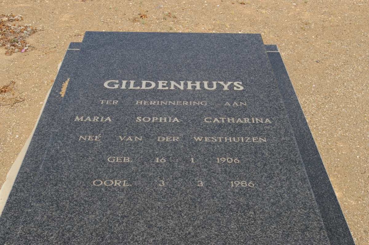 GILDENHUYS Maria Sophia Catharina nee VAN DER WESTHUIZEN 1906-1986