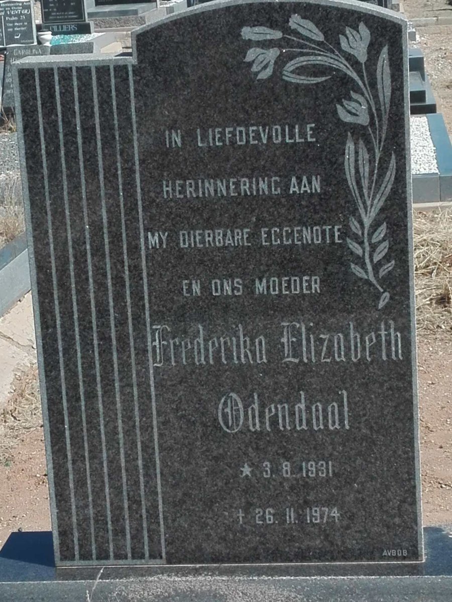 ODENDAAL Frederika Elizabeth 1931-1974