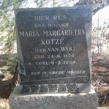 KOTZE Maria Margarietha nee VAN WYK 1874-1938