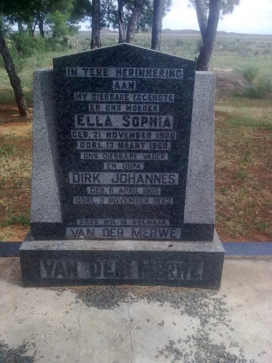 MERWE Dirk Johannes, van der 1905-1983 &amp; Ella Sophia 1906-1960