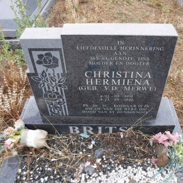 BRITS Christina Hermiena nee V.D. MERWE 1951-1996
