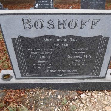 BOSHOFF Theodorus E. 1917-1989 &amp; Susanna M.S. 1918-
