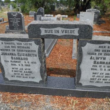 BARNARD Alwyn H.J. 1888-1958 &amp; Johanna Elizabeth HARMSE 1893-1968