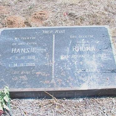 COETZEE Hansie 1919-1985 &amp; Rhona BOTHA 1927-1992