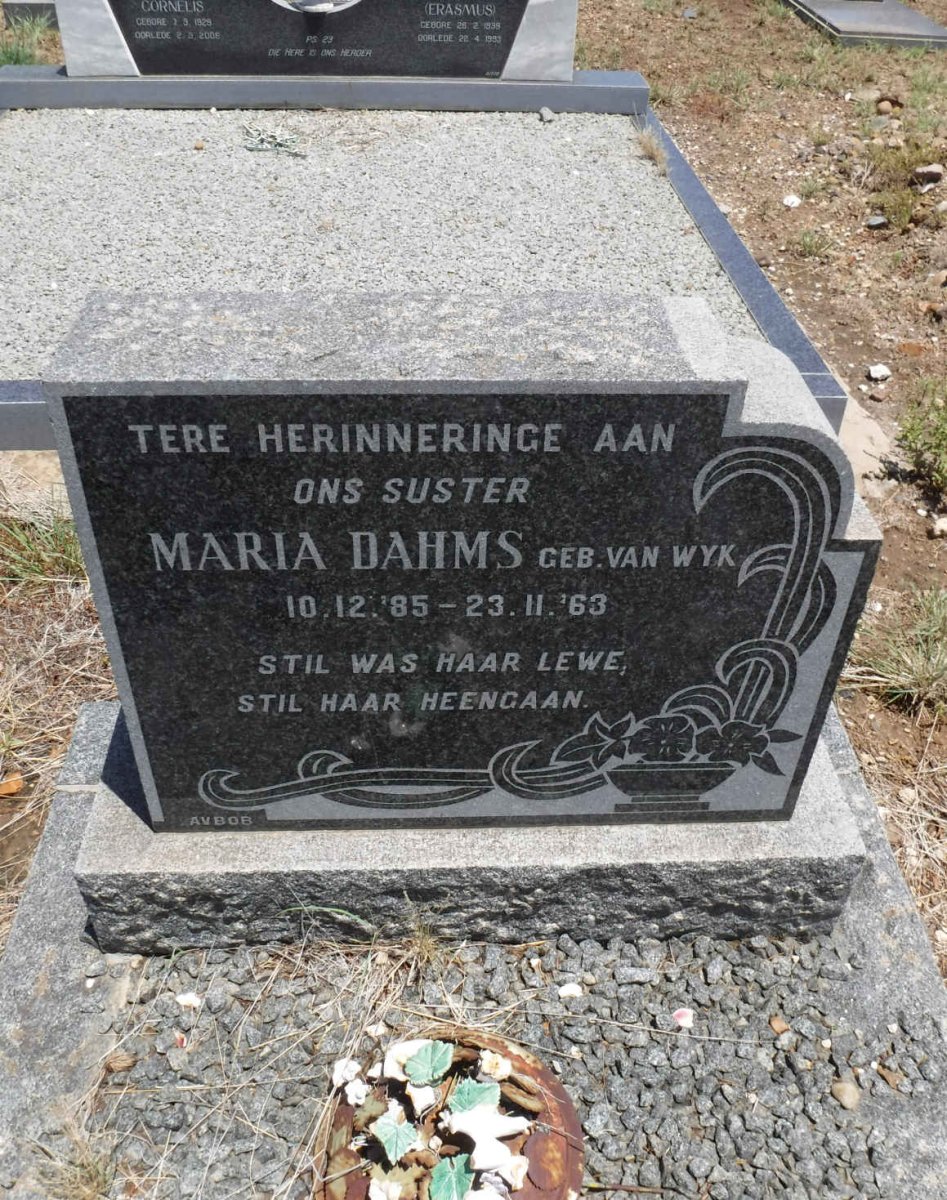 DAHMS Maria nee VAN WYK 1885-1963