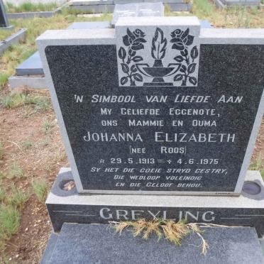 GREYLING Johanna Elizabeth nee ROOS 1913-1975