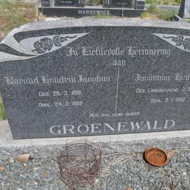 GROENEWALD Barend Hendrik Jacobus 1881-1952 &amp; Jacomina Hendrina LABUSCHAGNE 1884-1962