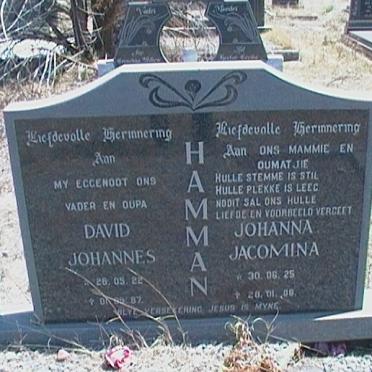 HAMMAN David Johannes 1922-1987 &amp; Johanna Jacomina 1925-2006