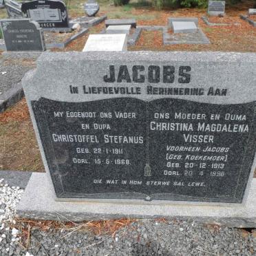 JACOBS Christoffel Stefanus 1911-1968 &amp; Christina Magdalena VISSER voorheen JACOBS nee KOEKEMOER 1913-1990