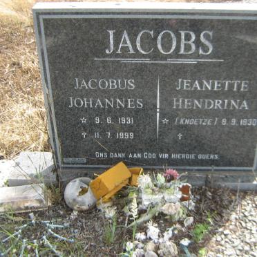 JACOBS Jacobus Johannes 1931-1999 &amp; Jeanette Hendrina KNOETZE 1930-