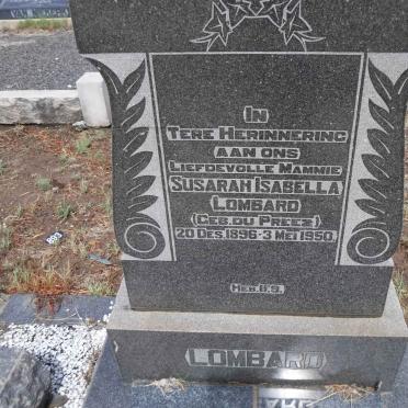 LOMBARD Susarah Isabella nee DU PREEZ 1896-1950