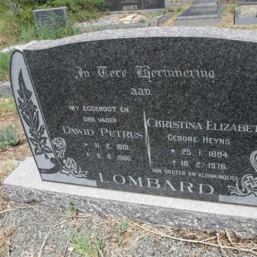 LOMBARD Dawid Petrus 1881-1960 &amp; Christina Elizabeth HEYNS 1884-1976