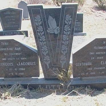 LOTTER Francois Jacobus 1904-1981 &amp; Gertruida Elizabeth HARMSE 190?-19?4