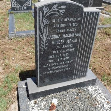MEYER Jacoba Magdalena Mulder voorheen DE BRUYN nee VAN DER MERWE 1903-1972