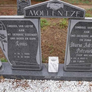 MOLLENTZE Louis 1920-1990 &amp; Maria Adriana Petronella MALAN 1922-2014