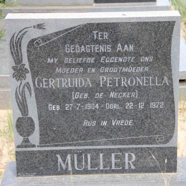 MÜLLER Gertruida Petronella nee DE NECKER 1904-1972