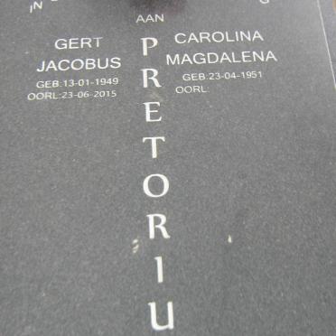 PRETORIUS Gert Jacobus 1949-2015 &amp; Carolina Magdalena 1951-