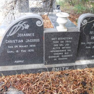 SMITH Johannes Christian Jacobus 1895-1970 &amp; Hester Cecilia  KOTZE 1901-1986