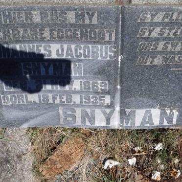 SNYMAN Johannes Jacobus 1869-1935