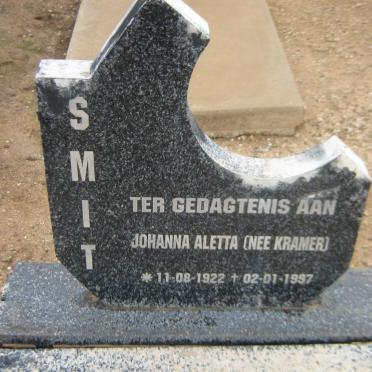 SMIT Johanna Aletta nee KRAMER 1922-1997