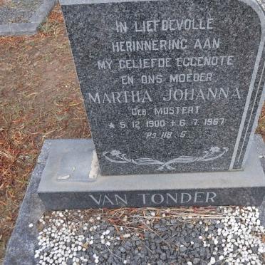 TONDER Martha Johanna, van nee MOSTERT 1900-1967