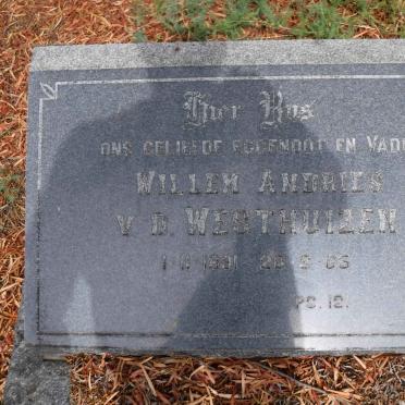 WESTHUIZEN Willem Andries, v.d. 1891-1985