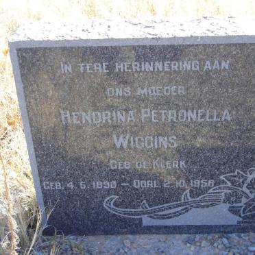 WIGGINS Hendrina Petronella nee DE KLERK 1890-1958