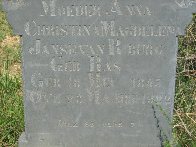 RENSBURG Anna Christina Magdelena, Janse van nee RAS 1845-1922