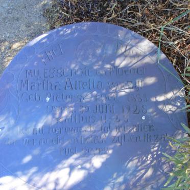 ZYL Martha Alletta, van nee PIETERSE 1883-1928