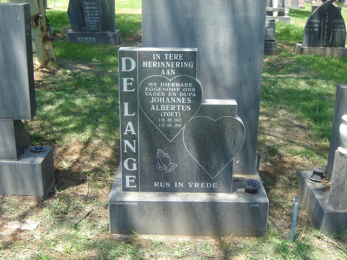 LANGE Johannes Albertus, de 1932-1991