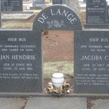 LANGE Jan Hendrik, de 1903-1982 &amp; Jacoba C.E. 1907-1988